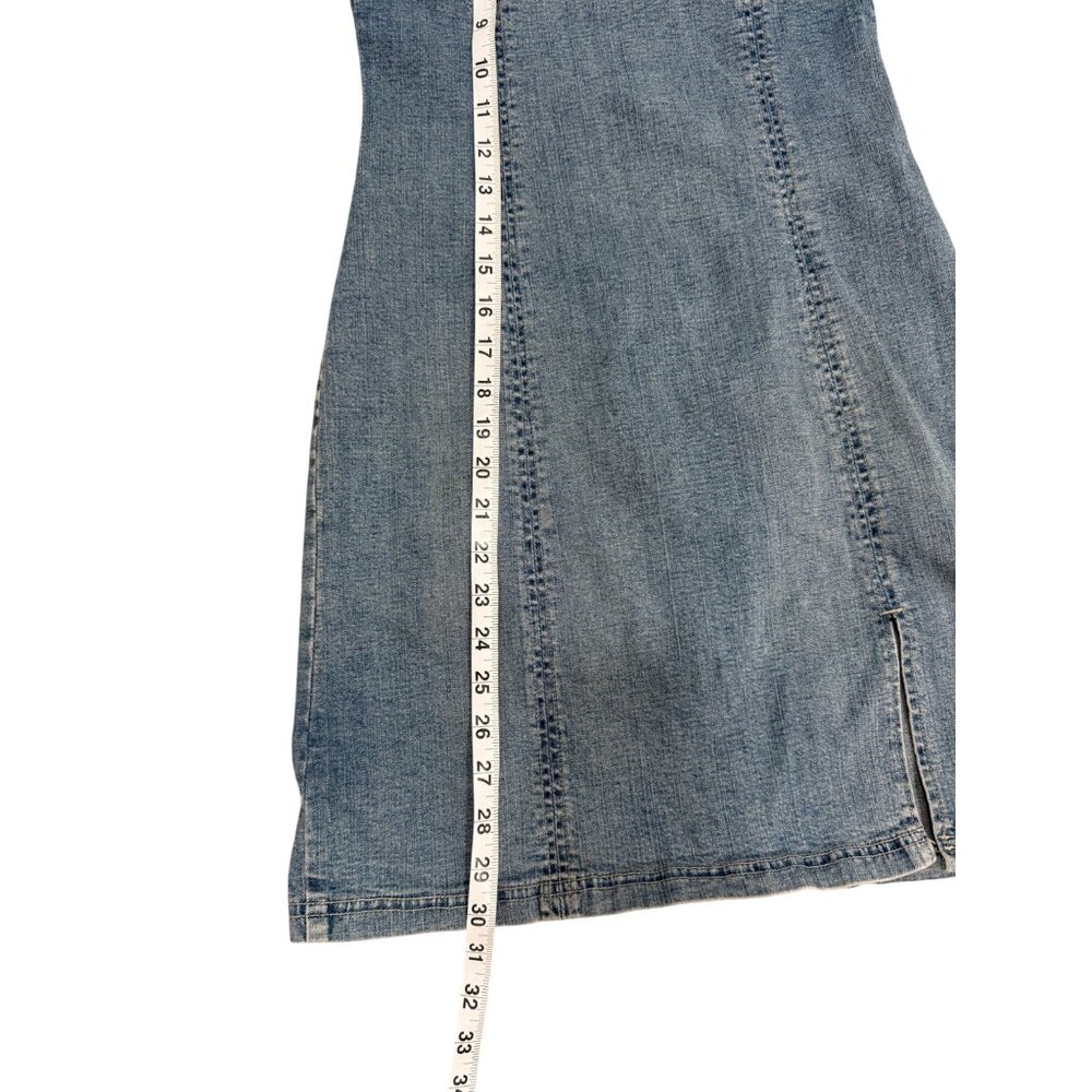 Wayne Rogers Denim Crochet Halter Dress Y2K Womens Size M - Picture 6 of 7